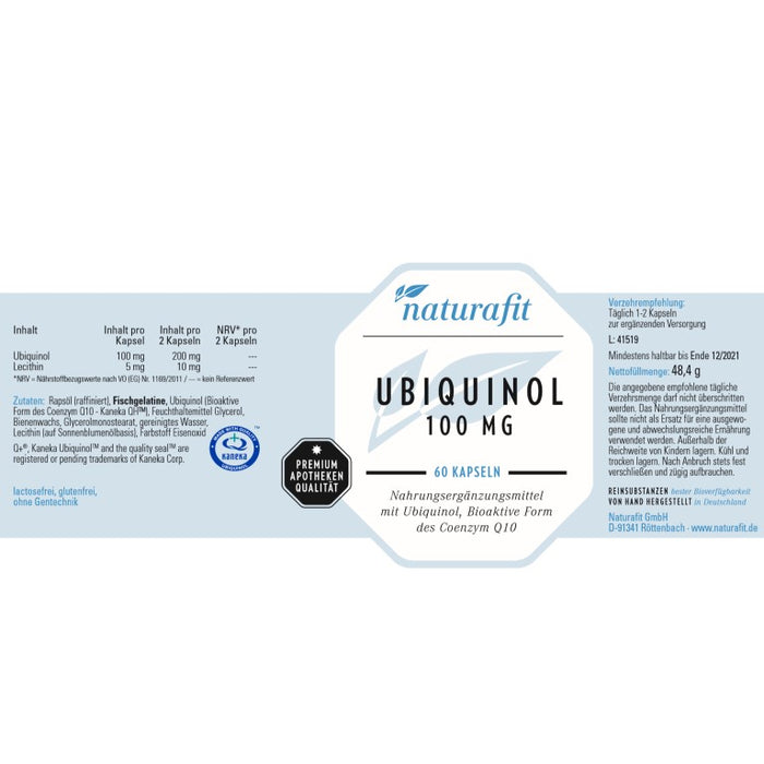 naturafit Ubiquinol 100 mg Kapseln, 60 pc Capsules