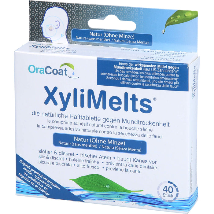 OraCoat XyliMelts Hafttabletten ohne Minze gegen Mundtrockenheit, 40 pcs. Tablets