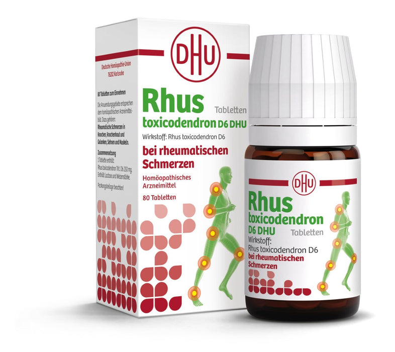 DHU Rhus toxicodendron D6 bei rheumatischen Schmerzen – geschmacksneutral, 80 St. Tabletten