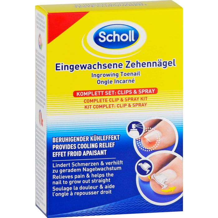 Scholl Eingewachsene Zehennägel Komplett Set Clips & Spray, 1 pc Ensemble