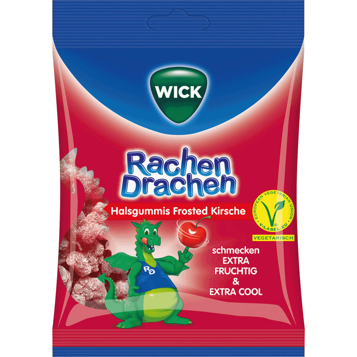 WICK Rachen Drachen Halsgummis Frosted Kirsche, 75 g Candies