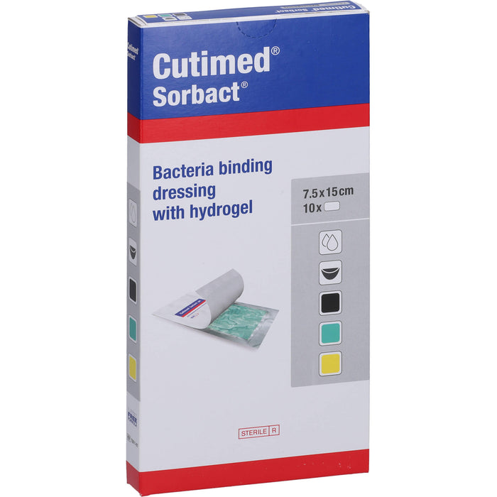 Cutimed Sorbact Gel bakterienbindende Kompresse mit Hydrogel 7,5 cm x 15 cm, 10 pcs. Compresses