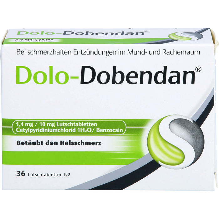 DOLO-DOBENDAN Lutschtabletten bei starken Halsschmerzen mit betäubender Wirkung, 36 pcs. Tablets