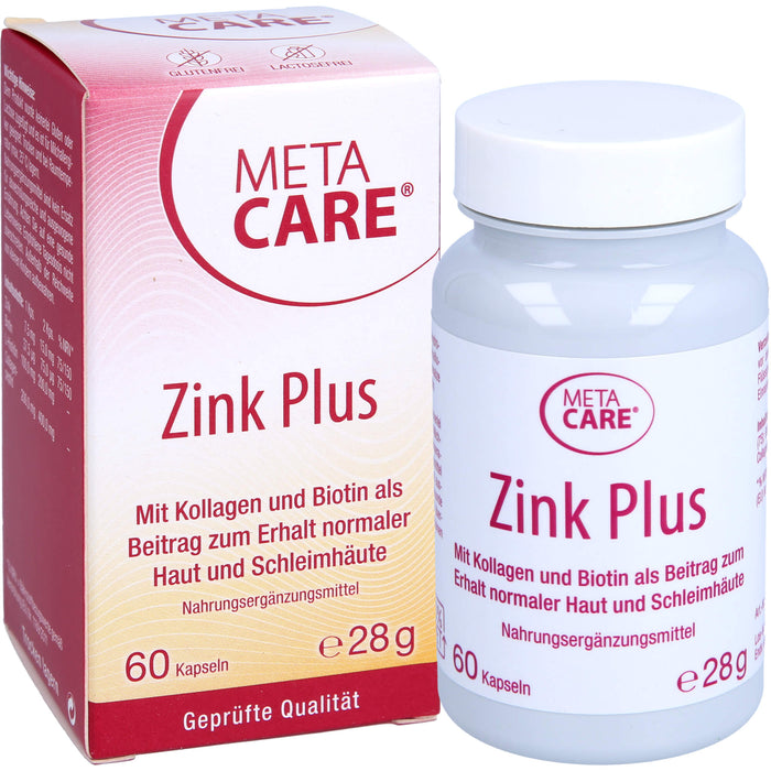 Meta Care Zink+ Kapseln zum Erhalt normaler Haur und Schleimhäute, 60 St. Kapseln