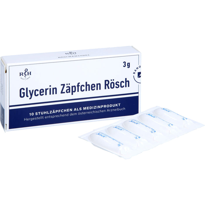 Glycerin Zäpfchen Rösch, 10 pc Suppositoires