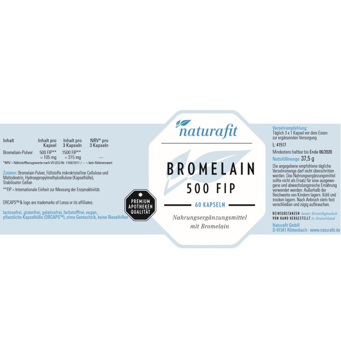 naturafit Bromelain 500 FIP Kapseln, 60 pc Capsules