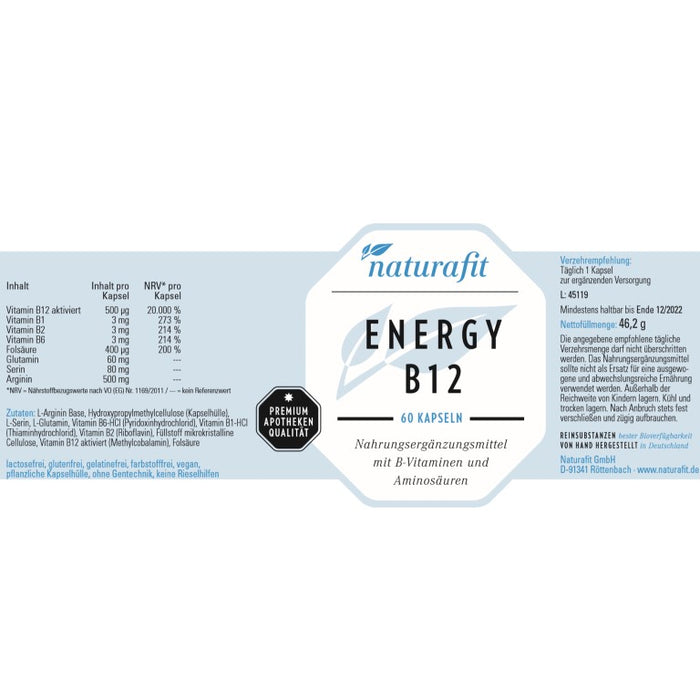 naturafit Energy B12 Kapseln, 60 pc Capsules