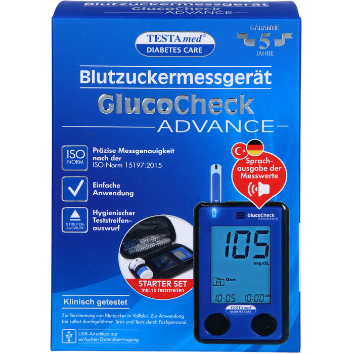 TESTAmed GlucoCheck Advance Blutzuckermessgerät, 1 St. Gerät