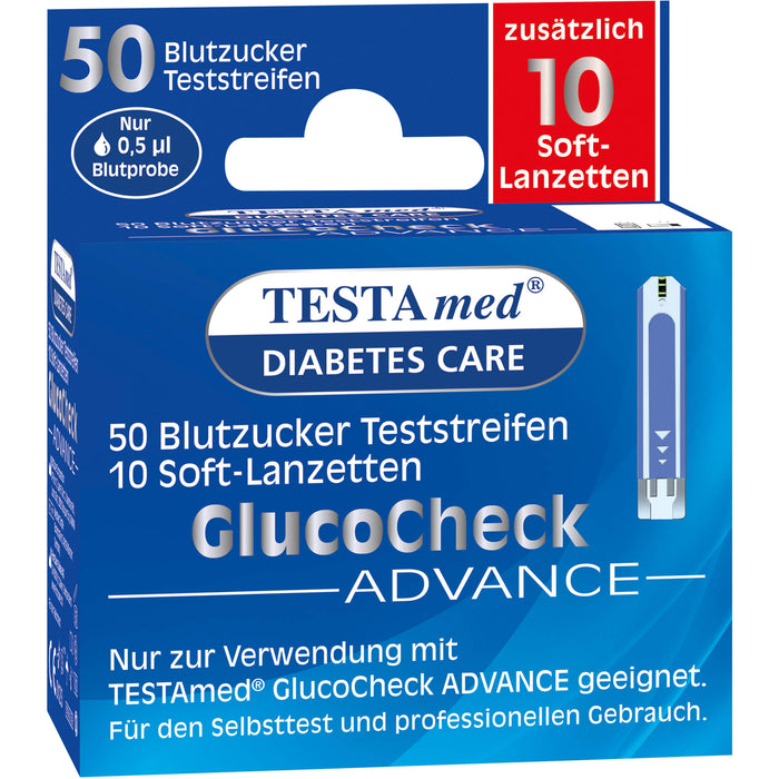 Testamed GlucoCheck Advance Teststreifen m. 10 Lanzetten, 1 P KPG