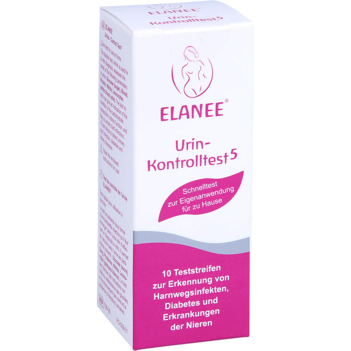 ELANEE Urin-Kontrolltest 5 zur Erkennung von Harnwegsinfektionen, Dabietes und Erkrankungen der Nieren, 10 pcs. Test strips