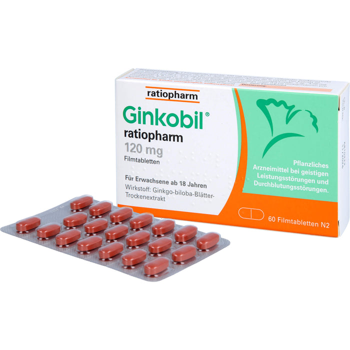 Ginkobil ratiopharm 120 mg Filmtabletten, 60 pcs. Tablets