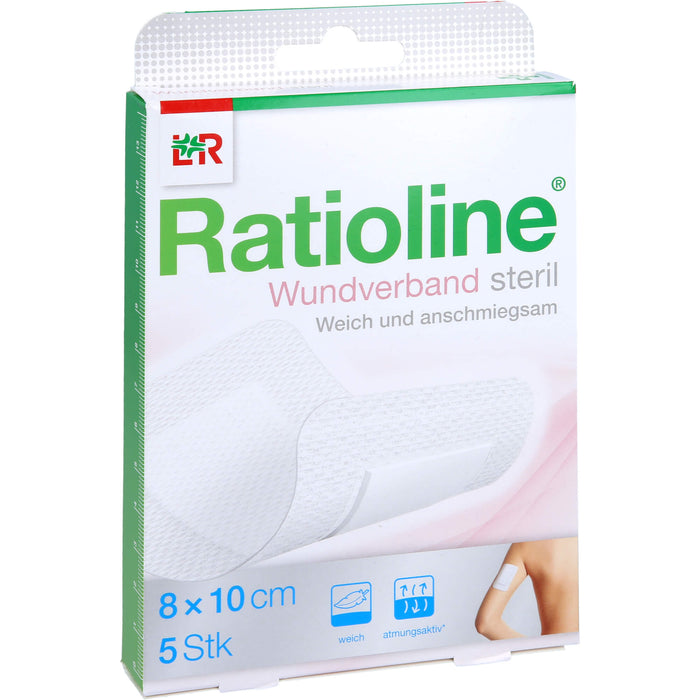 Ratioline Wundverband 10 cm x 8 cm steril, 5 pc Pansements