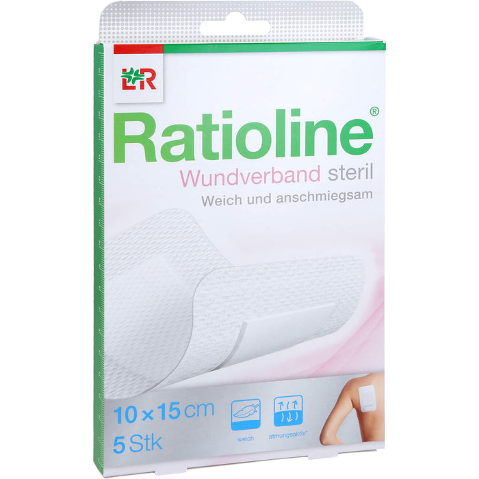 Ratioline Wundverband 15x10 cm steril, 5 pc Pansements