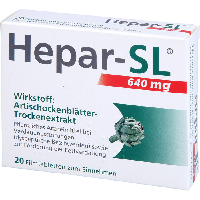 Hepar-SL 640 mg Filmtabletten bei Verdauungsstörungen, 20 pcs. Tablets