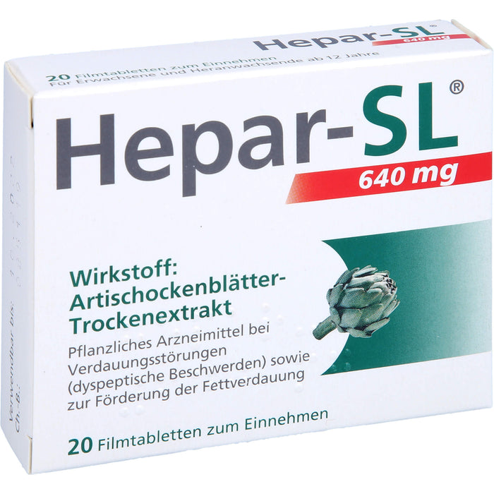 Hepar-SL 640 mg Filmtabletten bei Verdauungsstörungen, 20 St. Tabletten