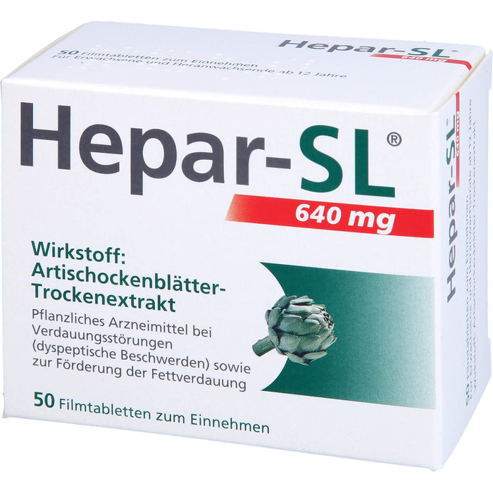 Hepar-SL 640 mg Filmtabletten bei Verdauungsstörungen, 50 St. Tabletten