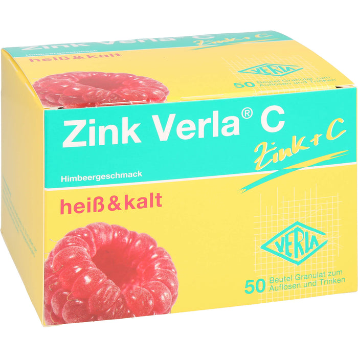 Zink Verla C Himbeer-Geschmack heiß & kalt Granulat, 50 pcs. Sachets