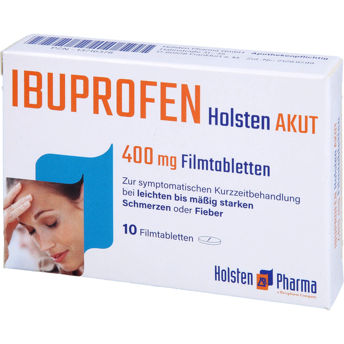 Ibuprofen Holsten akut 400 mg Filmtabletten, 10 pc Tablettes