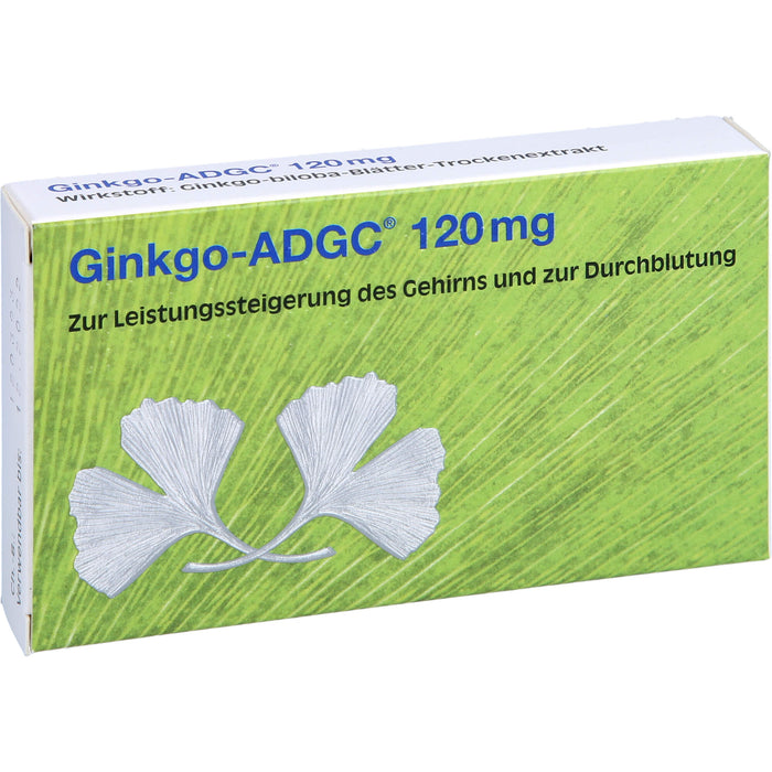 Ginkgo-ADGC 120 mg Filmtabletten zur Leistungssteigerung des Gehirns und zur Durchblutung, 20 pc Tablettes