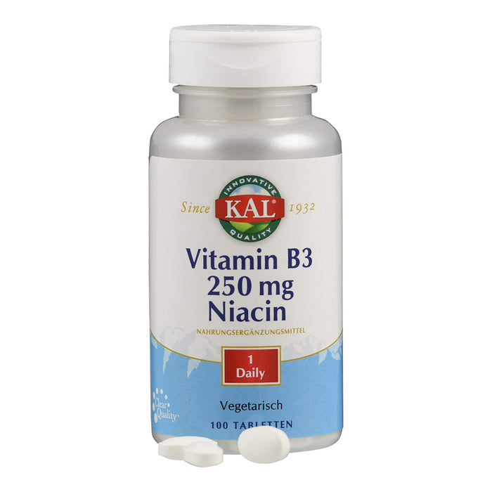 KAL Vitamin B3 Niacin 250 mg Tabletten, 100 pc Tablettes