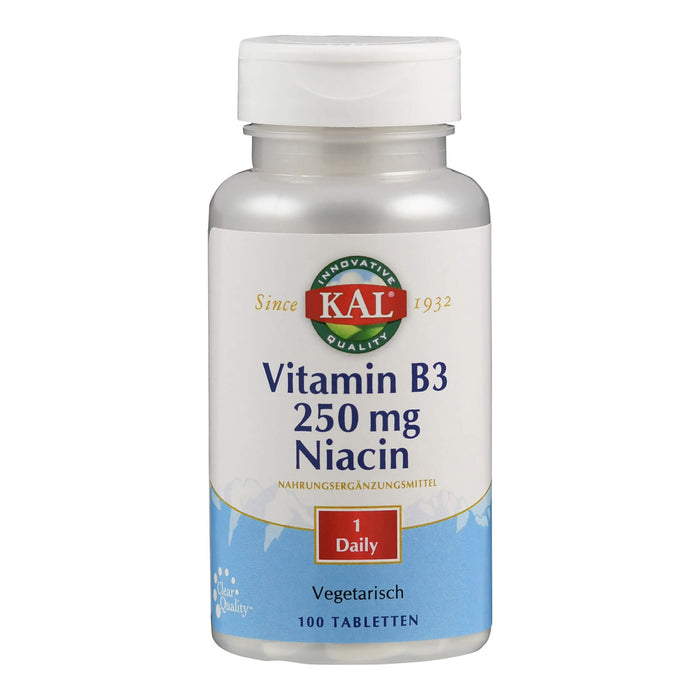 KAL Vitamin B3 Niacin 250 mg Tabletten, 100 pcs. Tablets