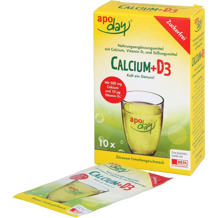 APODAY Calcium+D3 Zitrone-Limette zuckerfr. Pulv., 10X5 g PUL