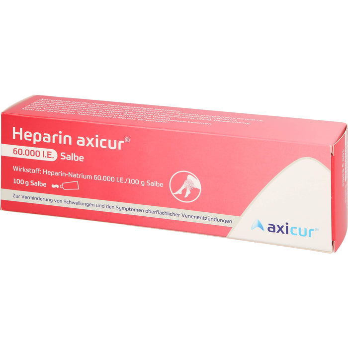 Heparin axicur 60.000 I.E. Salbe zur Verminderung von Schwellungen und den Symptomen oberflächlicher Venenentzündungen, 100 g Onguent