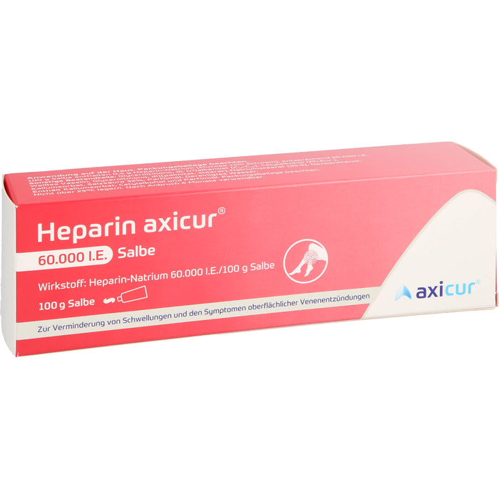 Heparin axicur 60.000 I.E. Salbe zur Verminderung von Schwellungen und den Symptomen oberflächlicher Venenentzündungen, 100 g Ointment