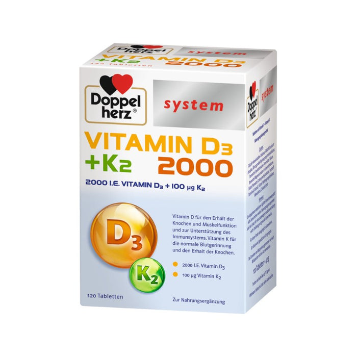 Doppelherz system Vitamin D3 + K2 2000 Tabletten, 120 St. Tabletten