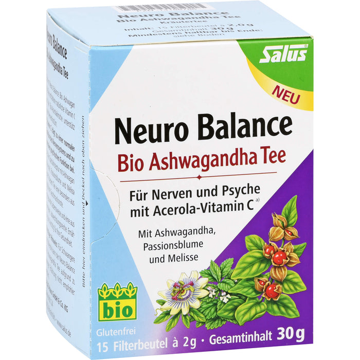 Salus Neuro Balance Bio Ashwagandha Tee für Nerven und Psyche, 15 pcs. Tea