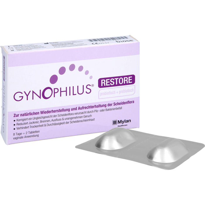 Gynophilus restore Tabletten zur akuten Wiederherstellung und Aufrechterhaltung der physiologischen Scheidenflora, 2 pcs. Tablets