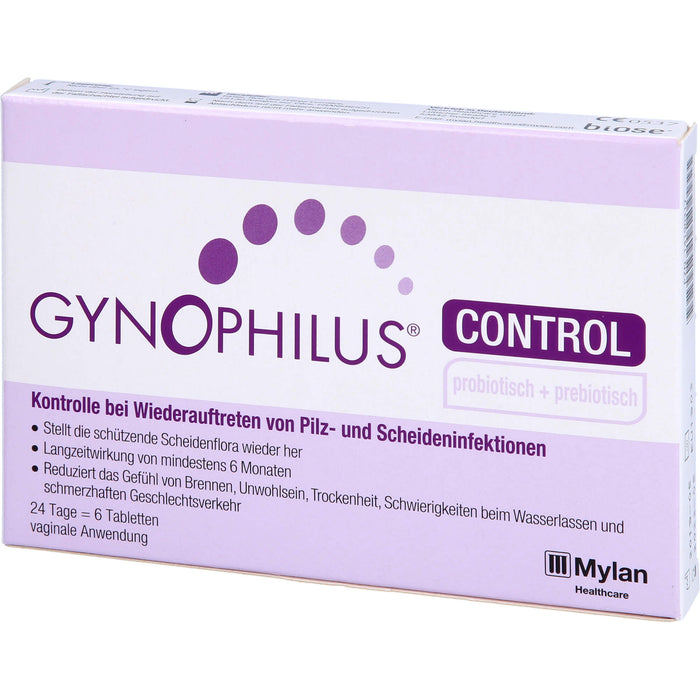 Gynophilus control Tabletten Kontrolle bei Wiederauftreten von Pilz- und Scheideninfektionen, 6 pcs. Tablets