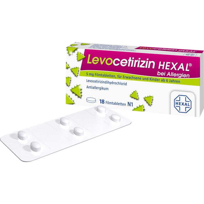 Levocetirizin HEXAL Tabletten bei Allergien, 18 pcs. Tablets