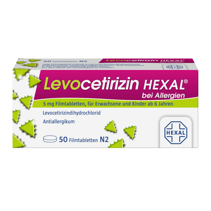 Levocetirizin HEXAL 5 mg Filmtabletten bei Allergien, 50 pc Tablettes