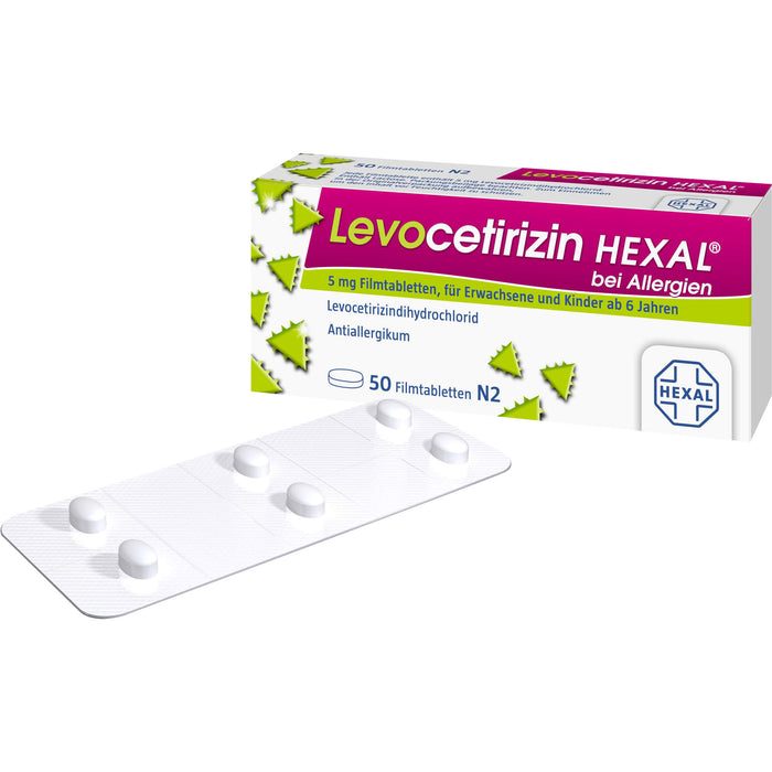 Levocetirizin HEXAL 5 mg Filmtabletten bei Allergien, 50 St. Tabletten