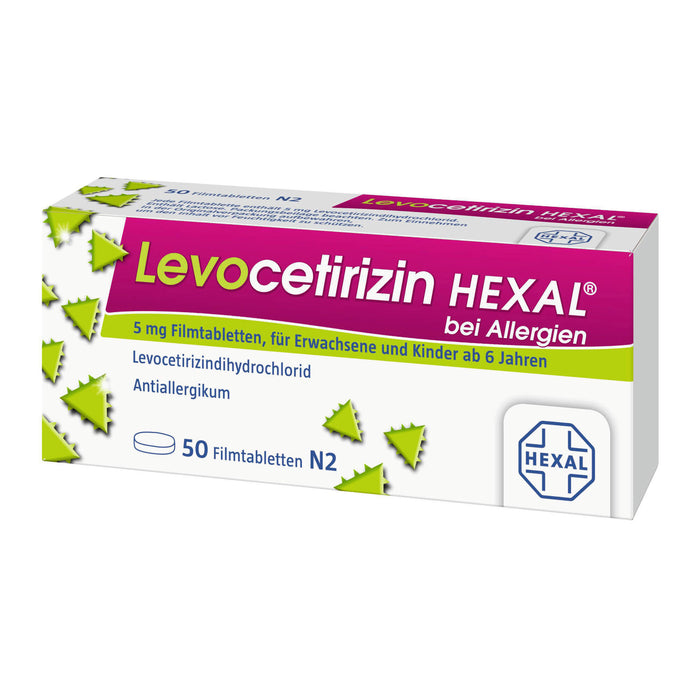 Levocetirizin HEXAL 5 mg Filmtabletten bei Allergien, 50 St. Tabletten