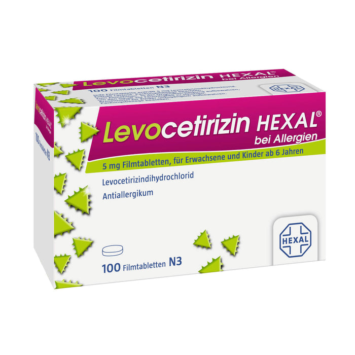 Levocetirizin HEXAL 5 mg Filmtabletten bei Allergien, 100 pcs. Tablets