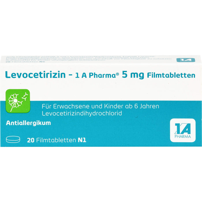 1 A Pharma Levocetirizin  5 mg Filmtabletten bei Allergien, 20 pcs. Tablets