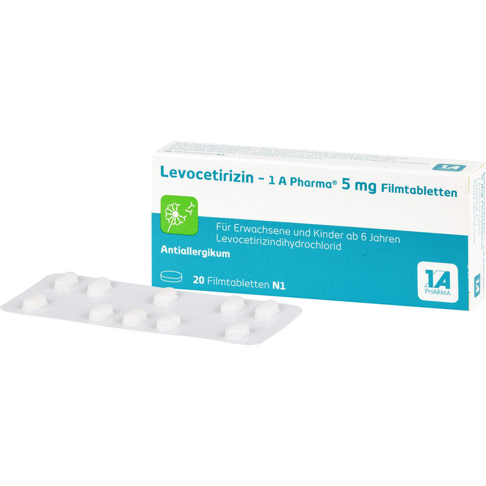 1 A Pharma Levocetirizin  5 mg Filmtabletten bei Allergien, 20 pc Tablettes