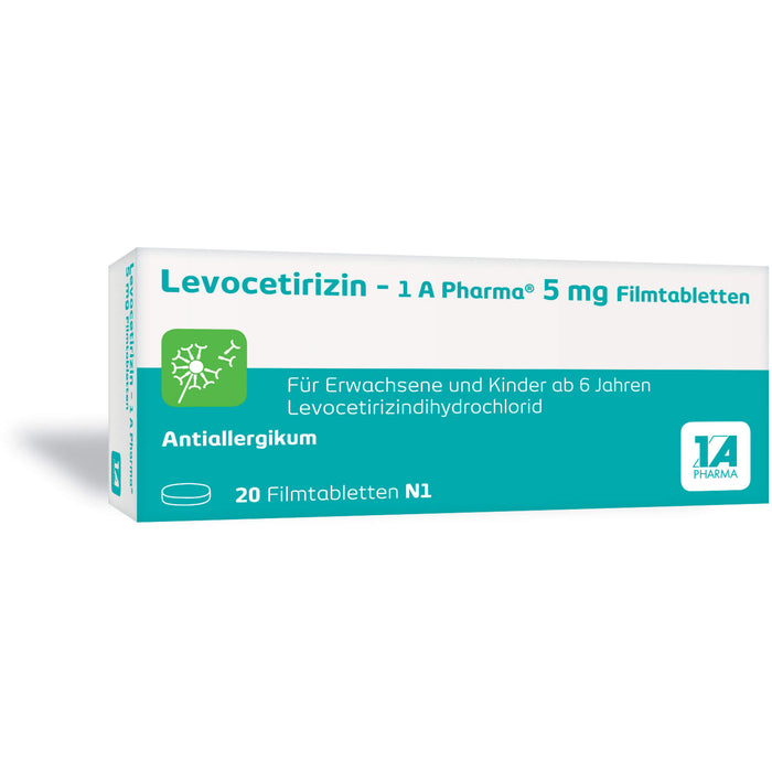 1 A Pharma Levocetirizin  5 mg Filmtabletten bei Allergien, 20 St. Tabletten