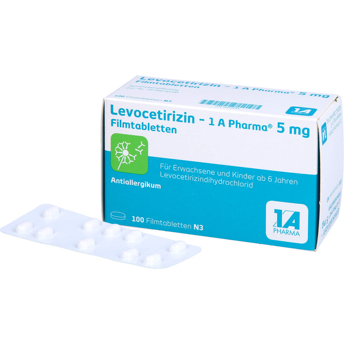 1 A Pharma Levocetirizin 5 mg Filmtabletten bei Allergien, 100 pcs. Tablets