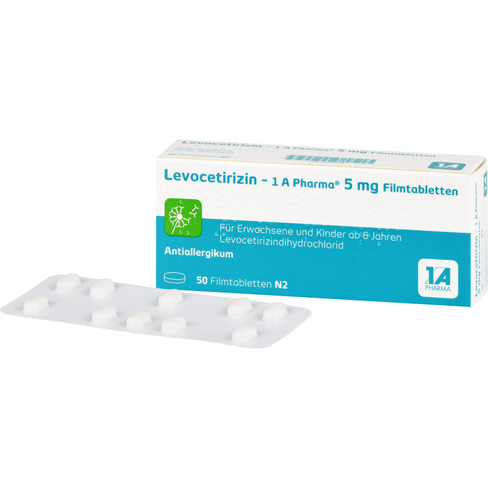 1 A Pharma Levocetirizin 5 mg Filmtabletten bei Allergien, 50 St. Tabletten