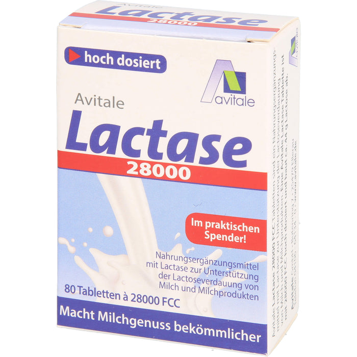 Avitale Lactase 28000 FCC Tabletten im Spender, 80 St. Tabletten