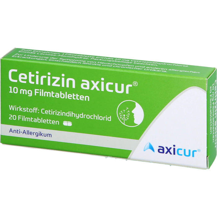 Axicur Cetirizin 10 mg Filmtabletten bei Allergien, 20 pc Tablettes