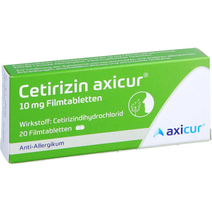 Axicur Cetirizin 10 mg Filmtabletten bei Allergien, 20 pcs. Tablets