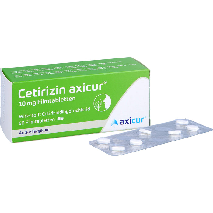 Cetirizin axicur 10 mg Filmtabletten Anti-Allergikum, 50 St. Tabletten