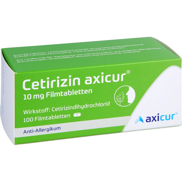 Cetirizin axicur 10 mg Filmtabletten Anti-Allergikum, 100 St. Tabletten