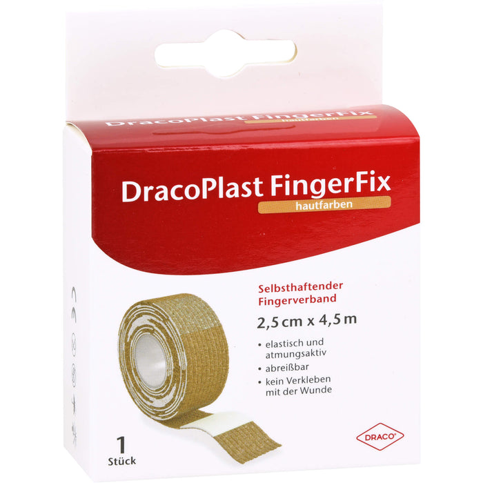 DracoPlast FingerFix 2,5cmx4,5m haut m. Wundk., 1 St. Pflaster