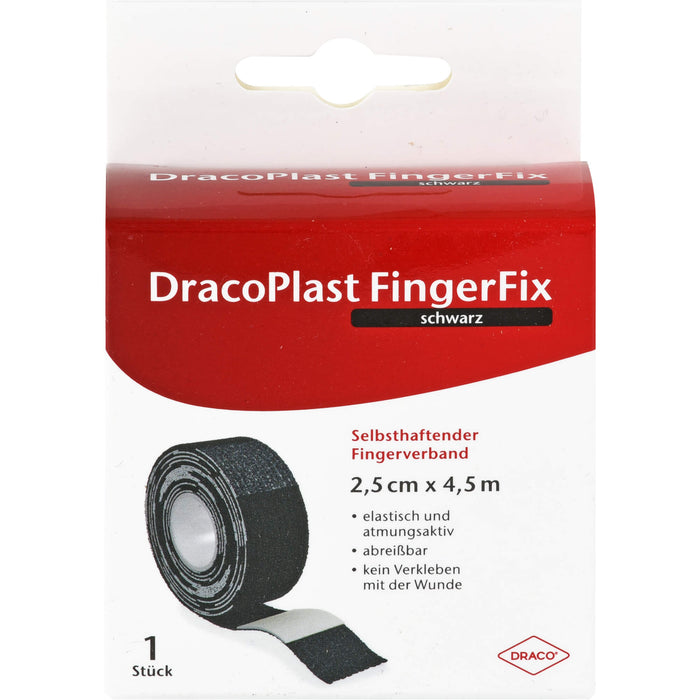 DracoPlast FingerFix 2,5 cm x 4,5 m selbsthaftender Fingerverband schwarz, 1 pcs. Patch