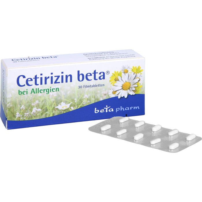 Beta Cetirizin 10 mg Filmtabletten bei Allergien, 30 St. Tabletten